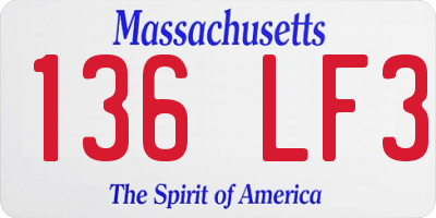 MA license plate 136LF3