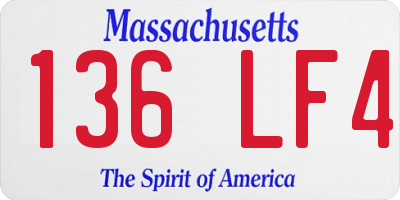 MA license plate 136LF4