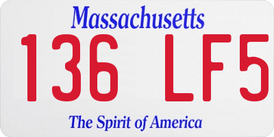 MA license plate 136LF5