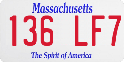 MA license plate 136LF7