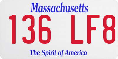 MA license plate 136LF8