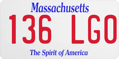 MA license plate 136LG0