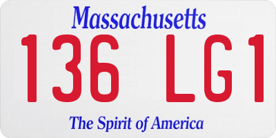 MA license plate 136LG1