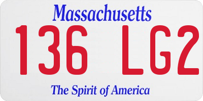 MA license plate 136LG2