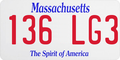 MA license plate 136LG3