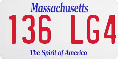 MA license plate 136LG4
