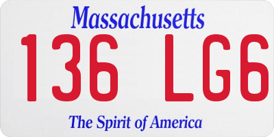 MA license plate 136LG6
