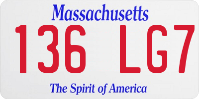 MA license plate 136LG7