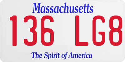 MA license plate 136LG8