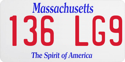 MA license plate 136LG9