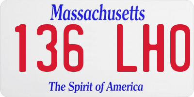 MA license plate 136LH0