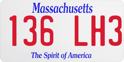 MA license plate 136LH3