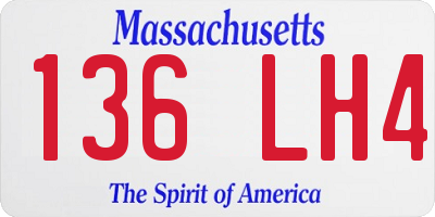 MA license plate 136LH4