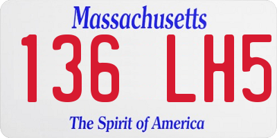 MA license plate 136LH5