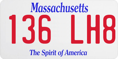MA license plate 136LH8