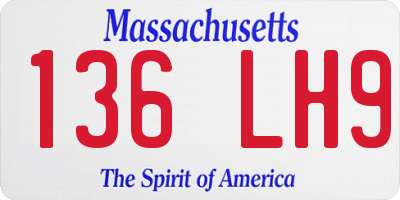 MA license plate 136LH9