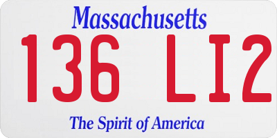 MA license plate 136LI2