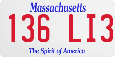 MA license plate 136LI3