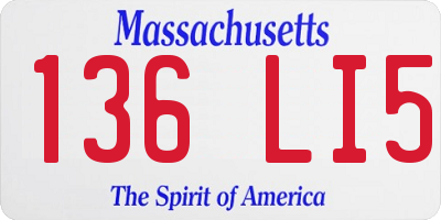 MA license plate 136LI5