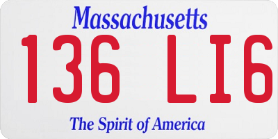 MA license plate 136LI6
