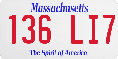 MA license plate 136LI7
