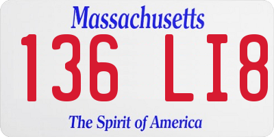 MA license plate 136LI8
