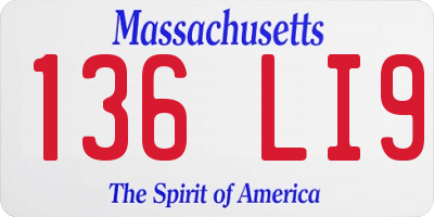 MA license plate 136LI9
