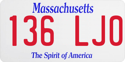 MA license plate 136LJ0