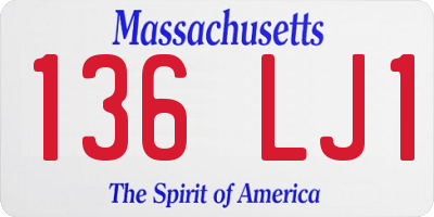 MA license plate 136LJ1