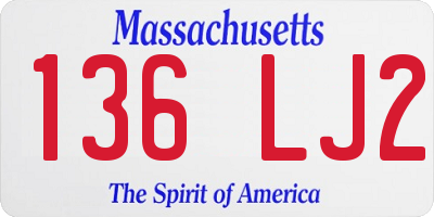 MA license plate 136LJ2