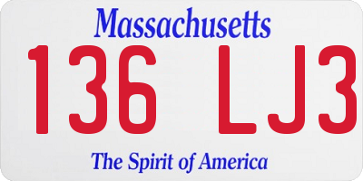 MA license plate 136LJ3