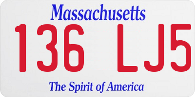 MA license plate 136LJ5