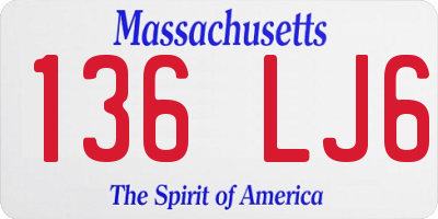 MA license plate 136LJ6