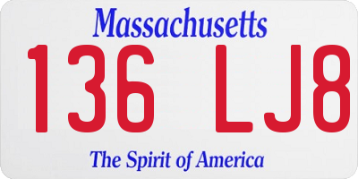 MA license plate 136LJ8