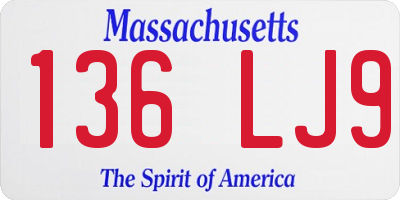 MA license plate 136LJ9