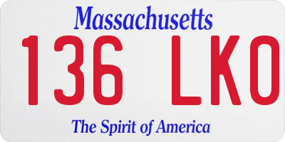 MA license plate 136LK0