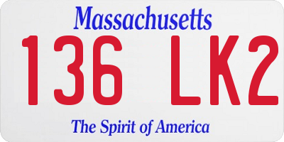 MA license plate 136LK2