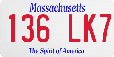MA license plate 136LK7