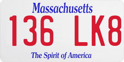 MA license plate 136LK8
