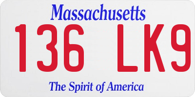 MA license plate 136LK9