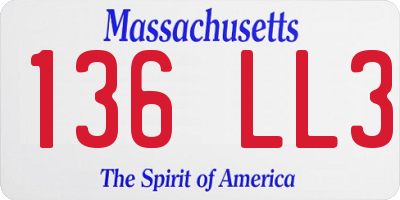 MA license plate 136LL3