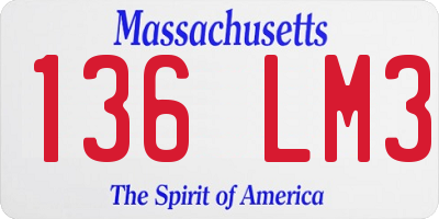 MA license plate 136LM3