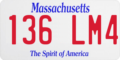 MA license plate 136LM4