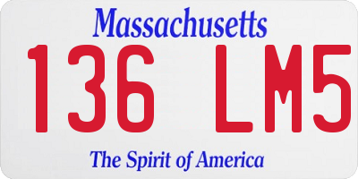 MA license plate 136LM5