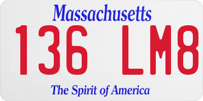 MA license plate 136LM8
