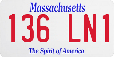 MA license plate 136LN1
