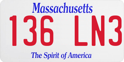 MA license plate 136LN3