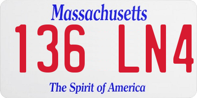 MA license plate 136LN4