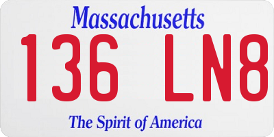 MA license plate 136LN8