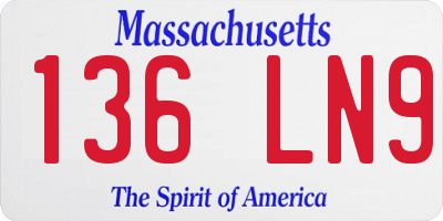MA license plate 136LN9